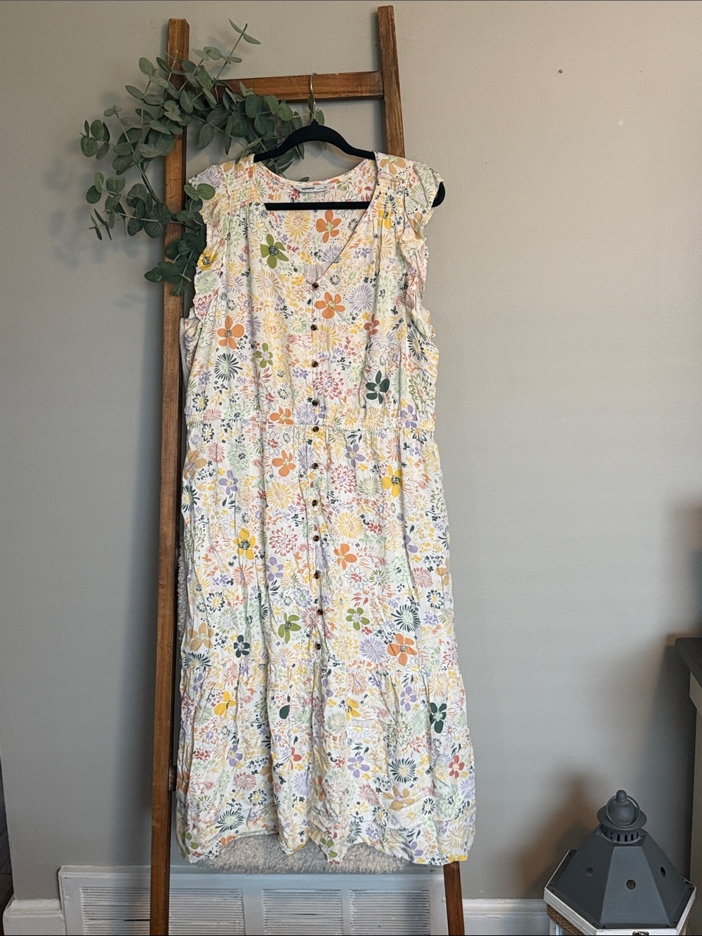 Sonoma White Floral Tiered Maxi Dress with Pastel Blooms